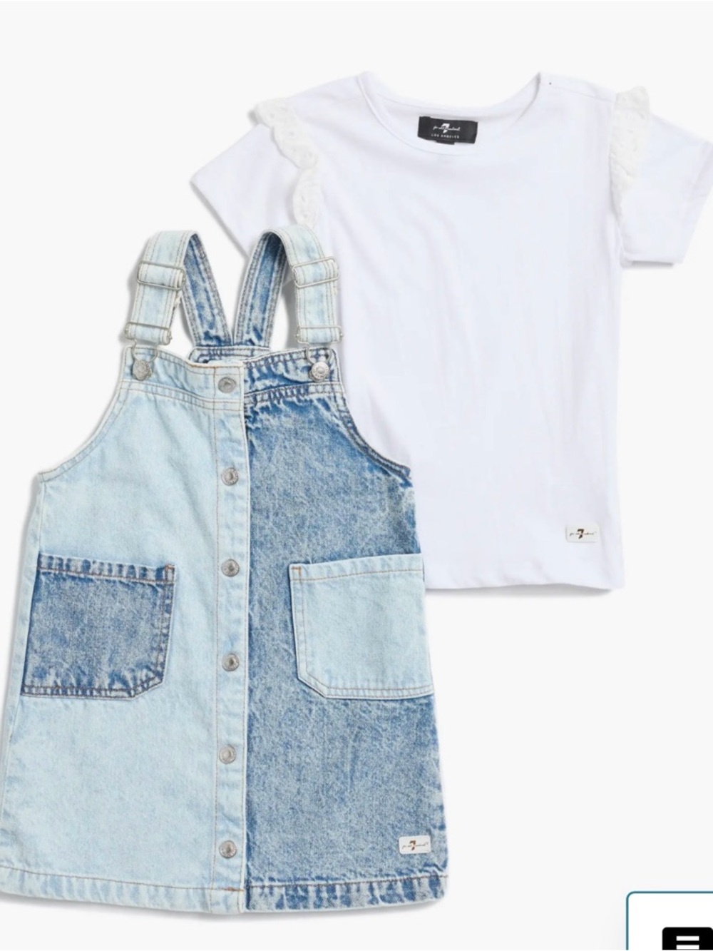 7 For All Mankind Kids Overall Jumper Dress Girls 4T Blue Colorblock